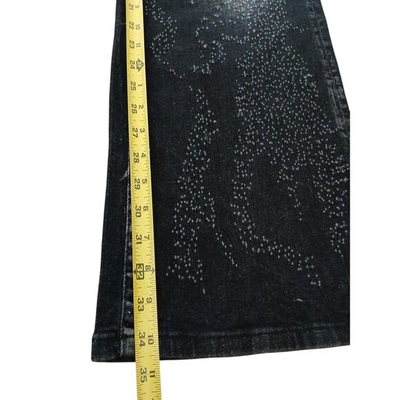 Nova Mens Black Jeans Sz 42 Switch Up The Flow Stacked Slim Fade Detail Distress - Picture 11 of 16